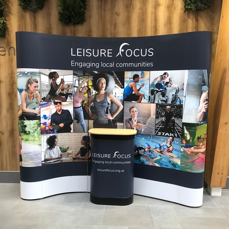 leisure focus pop-up stand